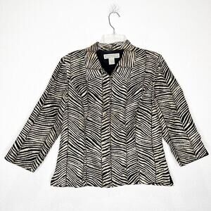 Vintage 100% Silk Zebra Animal Print Blazer Jacket Dressbarn 10
